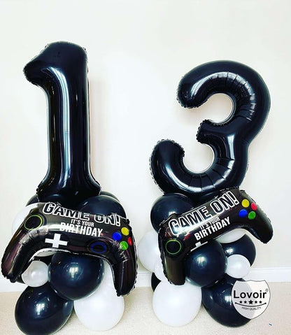 Black 10 Number Balloons, 40 Inch Giant Number 10 Balloons Foil Mylar Helium - Image 6