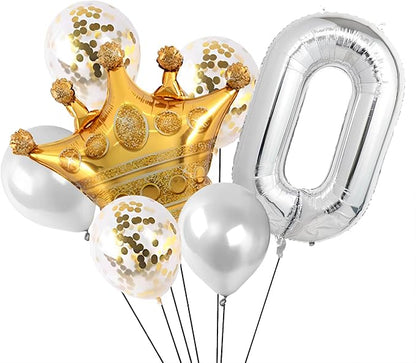 40 Inch Silver Number Balloons, Helium Mylar Foil Number Balloons - Image 2