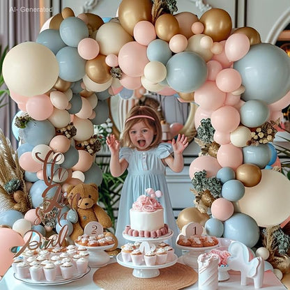 Gender Reveal Balloons Arch Kit Pink/Blue/Gold/Beige, Party Decor. | Dusty - Image 4