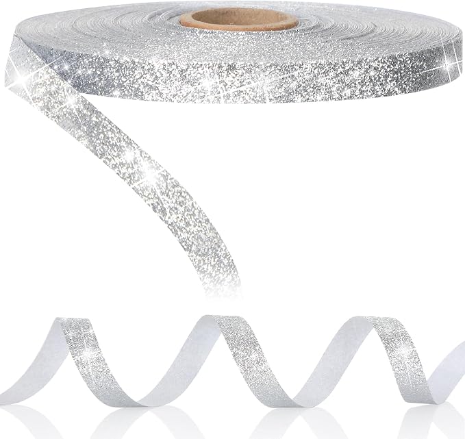 Syhood 50 Yards Glitter Ribbon Wrapping 3/8" Wide Sparkle Waterproof Sparkly by Syhood