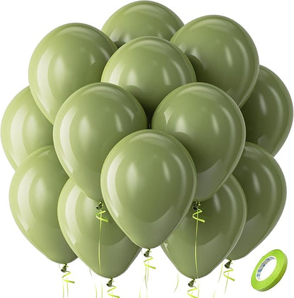 Bezente Sage Green Balloons Latex Party Balloons 100 Pack 12 inch | Olive Green by Bezente