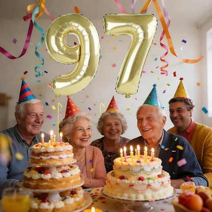 40 Inch Number 97 Balloons for 97th Birthday Party Decorations, 0-100 Champagne - Image 2