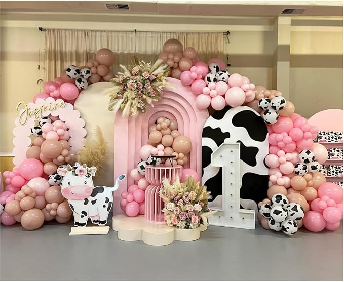 Dusty Pink Cow Balloon Arch Garland Kit – Dusty Pink, Light Pink, Sand White - Image 4