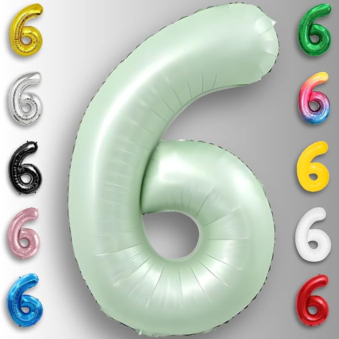 Green Number Balloon 6 Mylar Foil Balloons 32 inch - Image 6