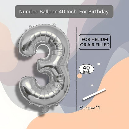 Yellow Number Balloon 3 Mylar Foil Macaron Balloons 40 inch - Image 8