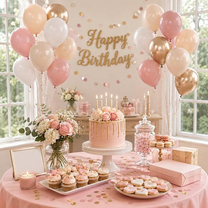 60pcs Pink and Gold Balloons 12inch - Image 7