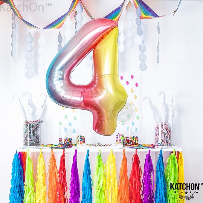 KatchOn Rainbow Number 4 Balloon 40 Inch | 4 Balloon Number - Image 6