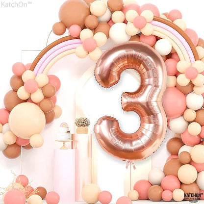 KatchOn Rose Gold Number 3 Balloon 40 Inch, Birthday Decorations - Image 2