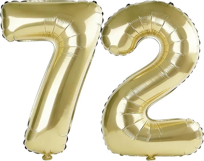 40 Inch Number 72 Balloons for 72nd Birthday Party Decorations, 0-100 Champagne by FOBELEC