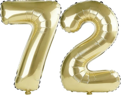40 Inch Number 72 Balloons for 72nd Birthday Party Decorations, 0-100 Champagne by FOBELEC