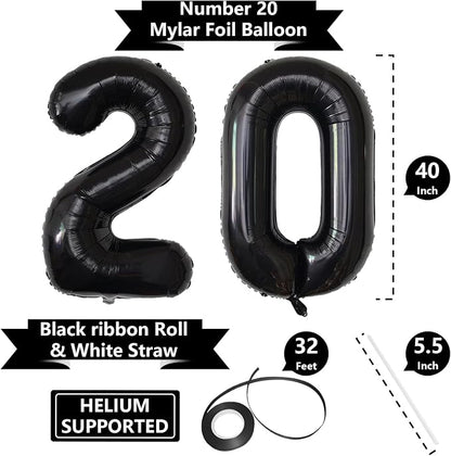 Number Balloons Black Party Balloon - Image 2