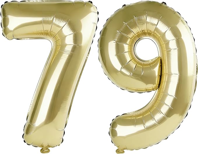 40 Inch Number 79 Balloons for 79th Birthday Party Decorations, 0-100 Champagne by FOBELEC
