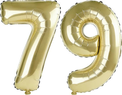40 Inch Number 79 Balloons for 79th Birthday Party Decorations, 0-100 Champagne by FOBELEC