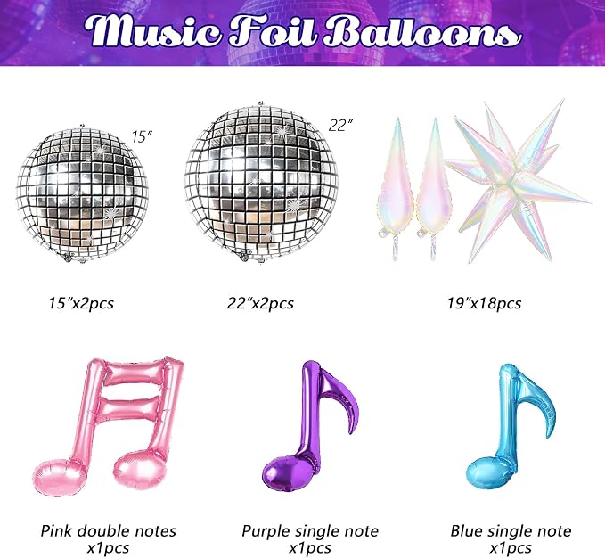 JOGAMS 180Pcs K-Pop Music Theme Balloon Arch Garland Kit | Metallic Disco - Image 3
