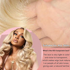 32 Inch 613 Blonde Lace Front Wig Synthetic Hair Pre-Styled Body Wave 13x4 HD Transparent Lace Glueless Wig with Wig Cap for Women
