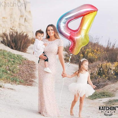 KatchOn Rainbow Number 4 Balloon 40 Inch | 4 Balloon Number - Image 8