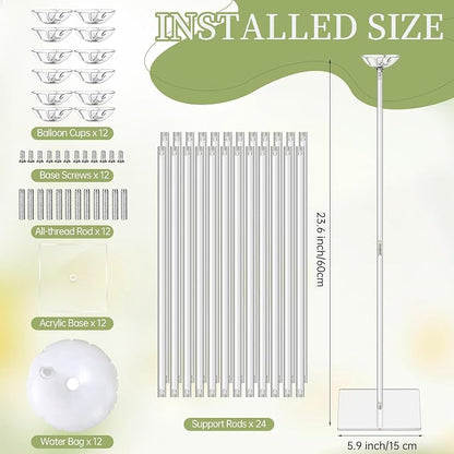 Aneco 12 Pieces Clear Acrylic Balloon Stand Set 23.6 Inches Height Balloon - Image 2