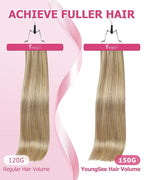 YoungSee 150G Blonde Clip in Hair Extensions Highlight Light Blond with Golden Blonde Clip in Extensions Real Human Hair Dyable Blond Hair Extension Clip ins for Women 24Inch 7Pcs