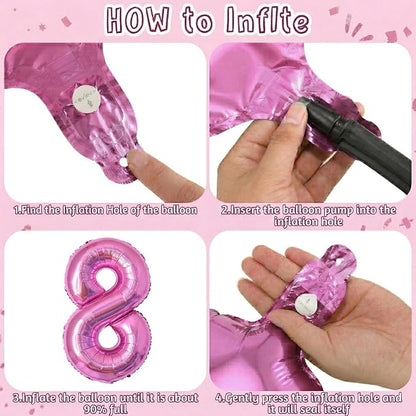 Pink Number 8 Balloon 40 Inch, Shiny Metallic Numeral - Image 5
