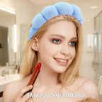 7 Pcs Spa Set, Facial Headband and Wristband Set, Skincare Accessories, College Style Girl Idea Gifts, Hair Accessories for Women and Girls (Blue)