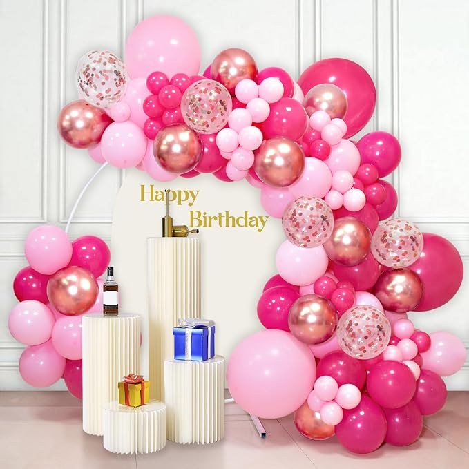 Pink White Balloons 100pcs 12 inch Hot Pink Pastel Pink White Balloons - Image 8