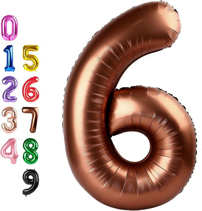 6 Balloon 40 inch Brown Number Balloons by Enyeopd