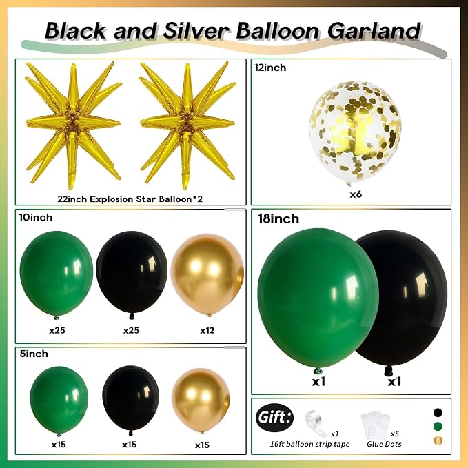 Dark Green and Black Balloon Arch Kit - Image 2