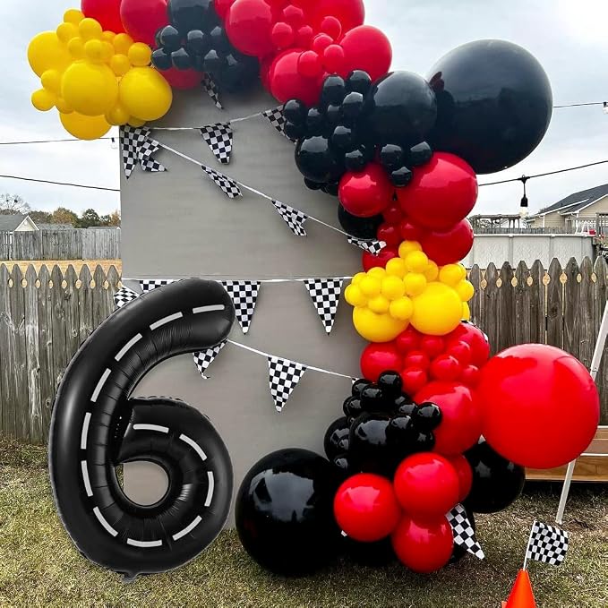 Race Car Number 6 Balloon, 40 Inch, Birthday Party Decoration - Image 3