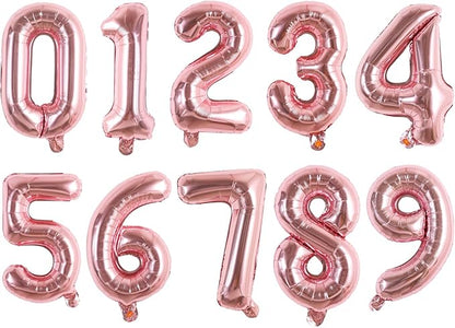 TONIFUL Number Balloon 16 Inch 10Pcs Rose Gold 0-9 Birthday Number Balloons | by TONIFUL
