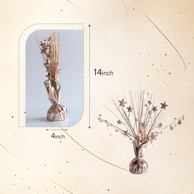 12 Pack Metallic Rose Gold Foil Spray Centerpieces Stars Brust Table - Image 7