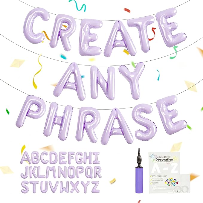 Purple Foil Letter Balloons, fully inflated state lasts multiple days by TangTuan