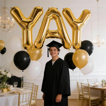 40Inch Gold YAY Balloons, Giant YAY Letter Foil Mylar Balloon Banner - Image 3