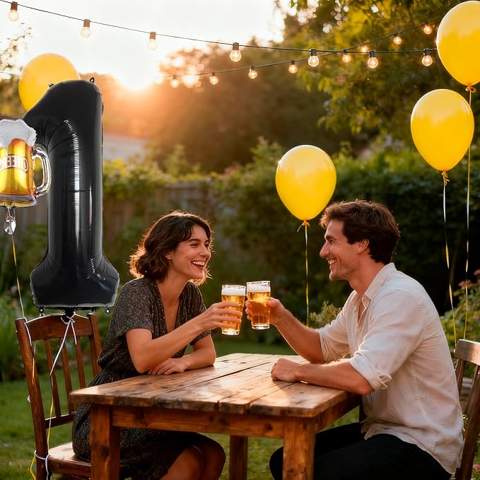 40 Inch Black Giant Number Balloon And Mini Beer Balloon Foil Polyester Film - Image 3
