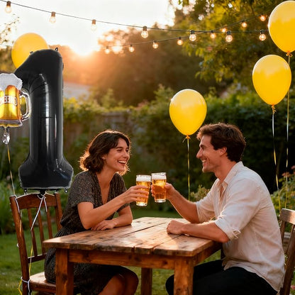 40 Inch Black Giant Number Balloon And Mini Beer Balloon Foil Polyester Film - Image 3