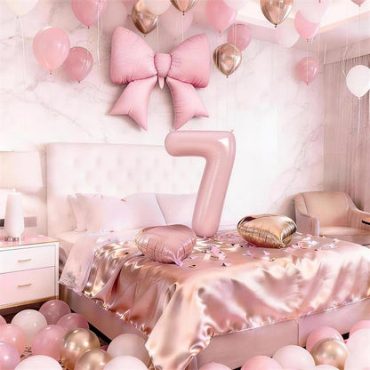 Number 7 Balloon, Blush Light Pink Gold Beige White Sand Latex Balloons 40 Inch - Image 4