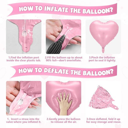 Pastel Heart Balloons, 18 Inch Pastel Pink Purple Teal Blue Yellow Foil - Image 9