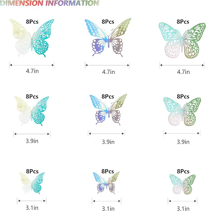 SAOROPEB 3D Butterfly Wall Decor, Removable Metallic Wall Sticker Room Mural - Image 6