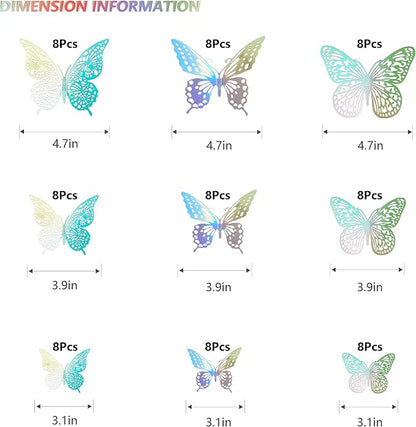 SAOROPEB 3D Butterfly Wall Decor, Removable Metallic Wall Sticker Room Mural - Image 6