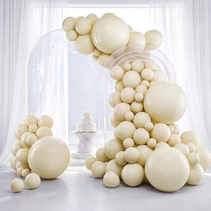 RUBFAC White Balloon Arch Different Sizes Sand White Balloons 129pcs | 18 12 10 by RUBFAC