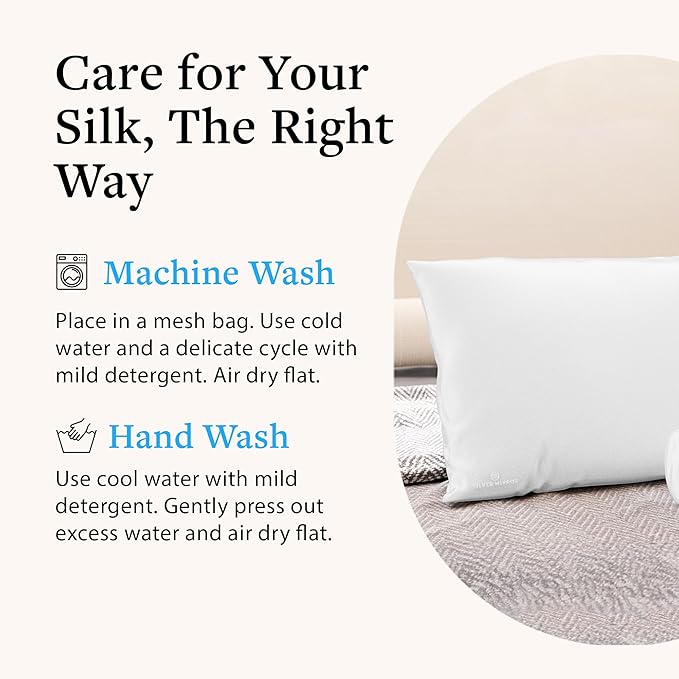 Silver Silk Pillow Case, Fits Standard Queen Pillow, 100% Mulberry Silk Pillowcase 22mm, 6H High-Grade Fibers, 100% Silk Pillowcase for Healthy Skin & Hair