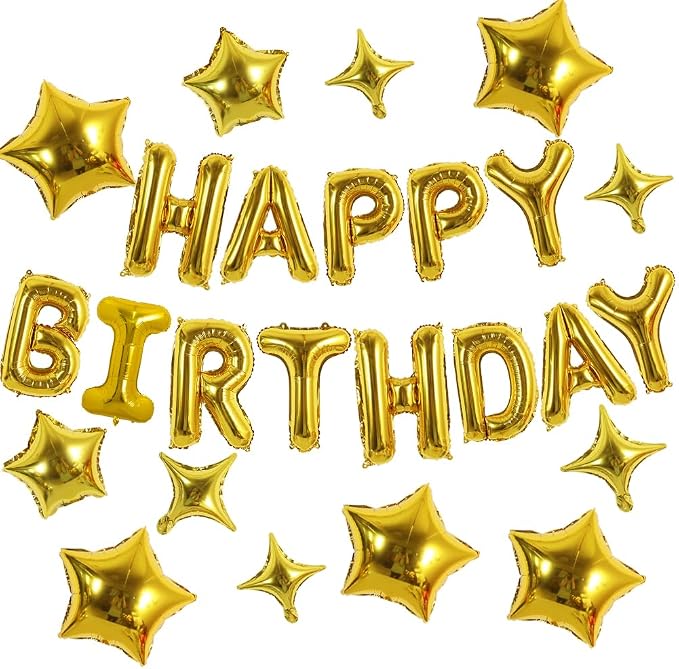 TONIFUL 35PCS Gold Happy Birthday Decorations Kit 16 Inch Happy Birthday by TONIFUL