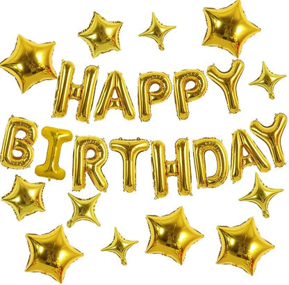 TONIFUL 35PCS Gold Happy Birthday Decorations Kit 16 Inch Happy Birthday by TONIFUL