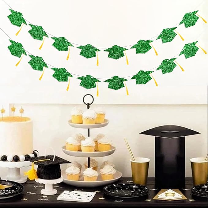 Graduation Decorations Class of 2026 Green Graduation Cap Banner - Image 5