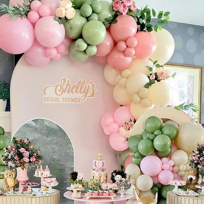 Sage Green Pink Balloon, 60 Packs 12 Inch Olive Green Pink Balloon - Image 5