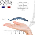 Camila Paris CP3117 French Hair Barrette Clip, Flexible Ponytail Holder No Metal Parts, Strong Hold Grip Hair Clips for Women, No Slip and Durable Styling Girls Hair Accessories, Made in France