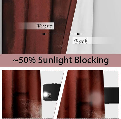 Asuexpect Red Curtains 2 Panels Abstract Rust Curtain Room Darkening Grommet - Image 2