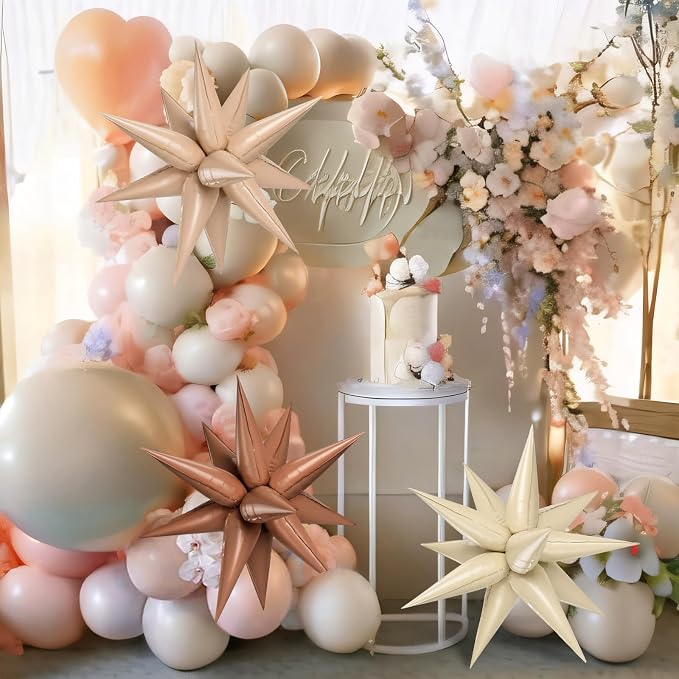 Brown Cream Caramel Star Foil Balloons - Image 6