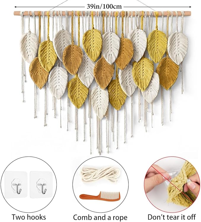Large Macrame Wall Hanging Boho Woven Tapestry Bohemian Farmhouse Wall Art | - Image 2