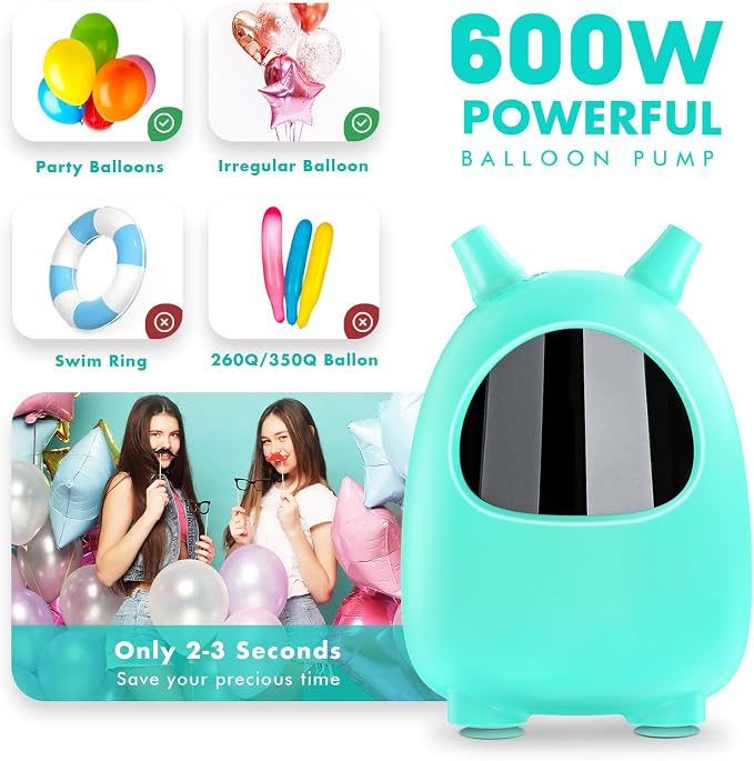 Balloon Pump Electric, SPLAKS Balloons Inflator Air Pump Portable Balloon Blower - Image 2