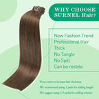 SURNEL Chocolate Brown Human Hair Clip-in Extensions 20 Inch 160g 7pcs (#4-20'')